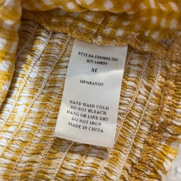 Sage The Label Anthropologie Womens M Yellow Bow Knot Checkered Crop Tank Pin Up - Picture 3 of 4